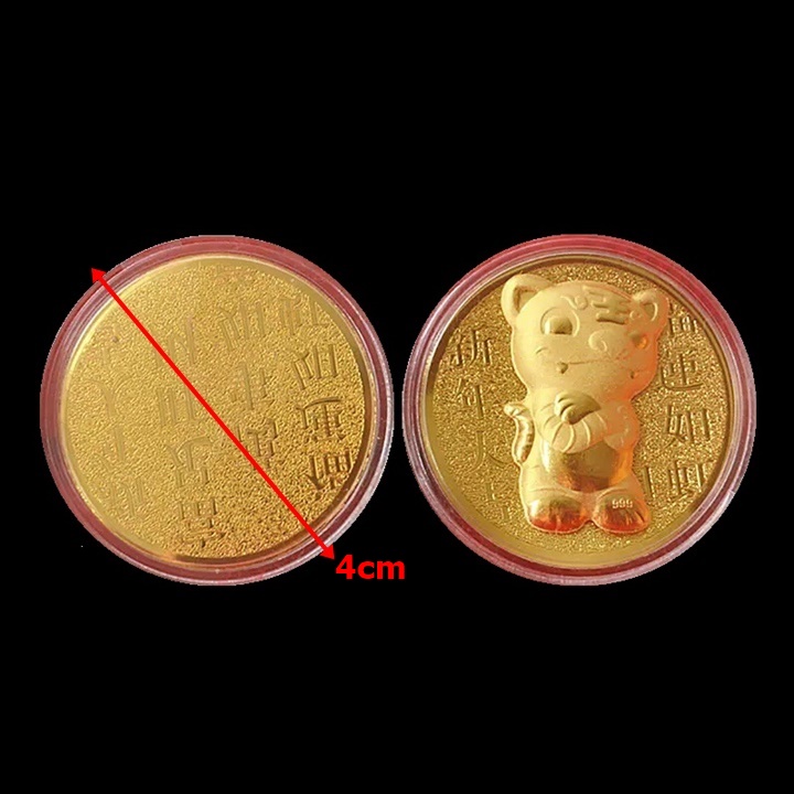 Đồng Xu Hình Con Cọp CUTE Tặng Túi Gấm 2022 - SP005406